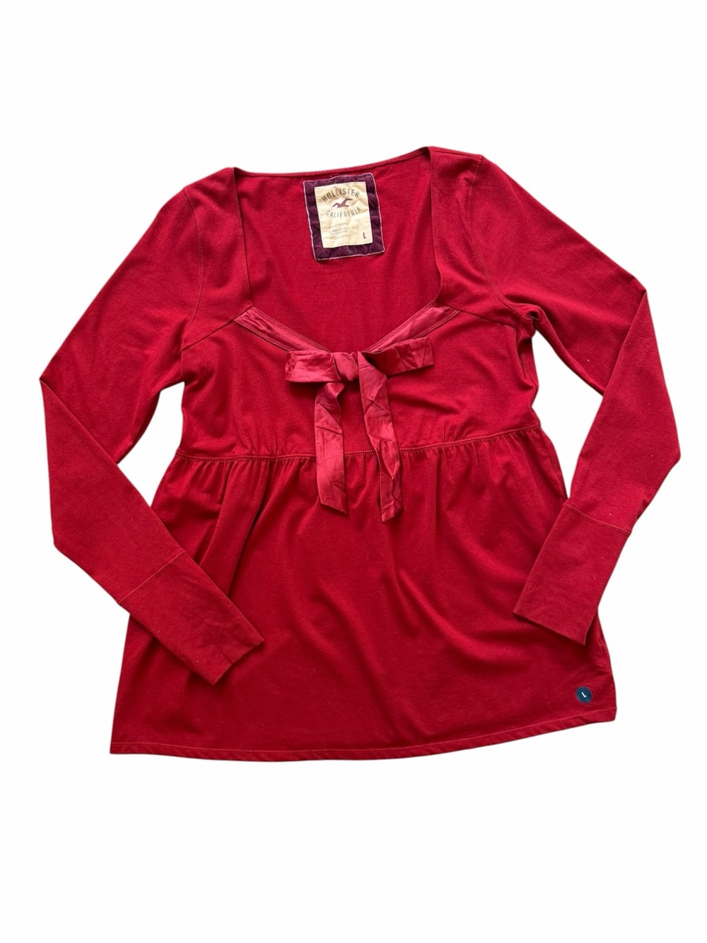 Hollister Dark Red Long Sleeve Babydoll Top